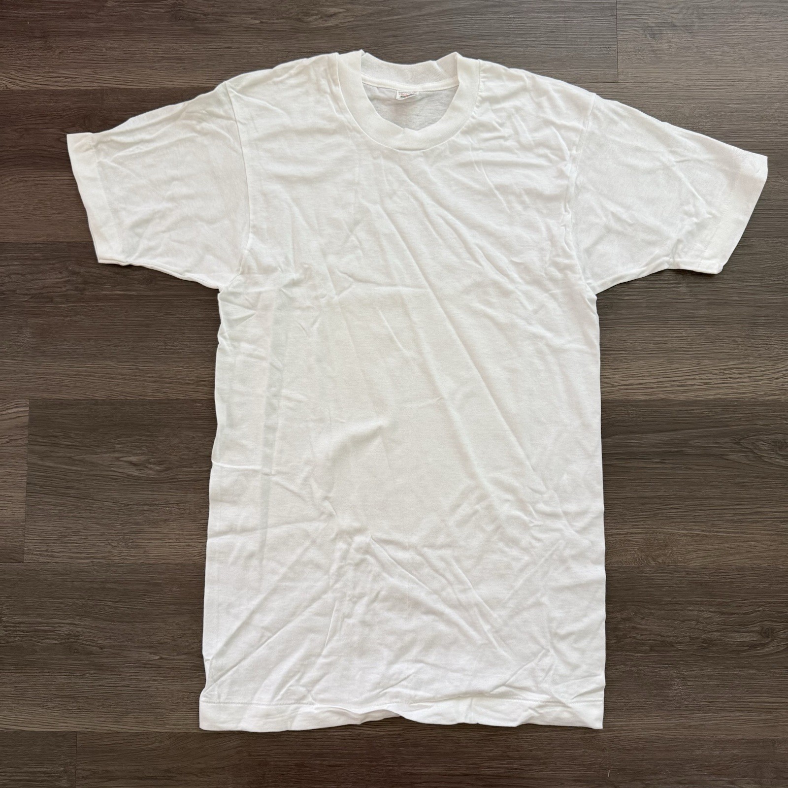 VTG 80s Fruit of the Loom THIN T-Shirt White S 34-36 Blank USA NOS