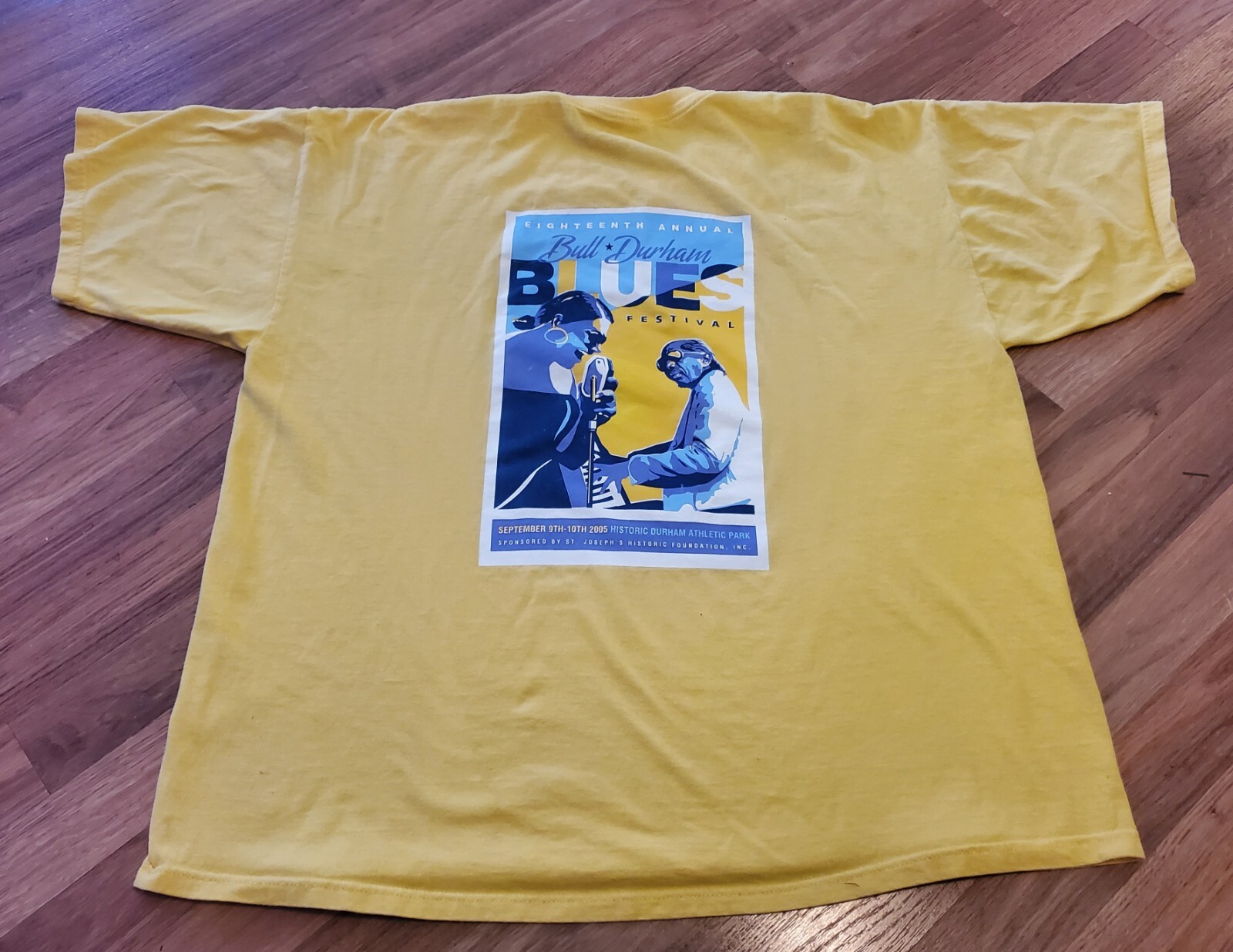 Bull Durham 2005 Eighteenth Annual Blues Festival XXL 2XL Yellow T-Shirt, NC