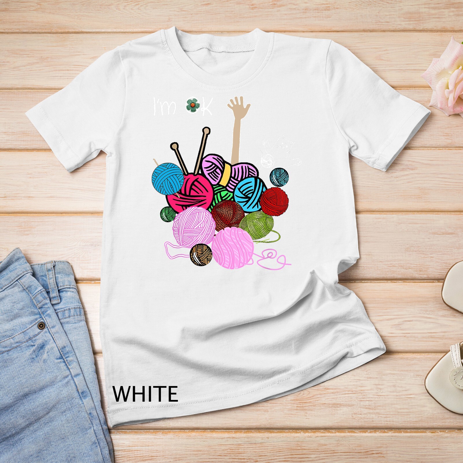 I’m Ok Crochet And Knitting Funny Crocheting T-Shirt Unisex T-shirt