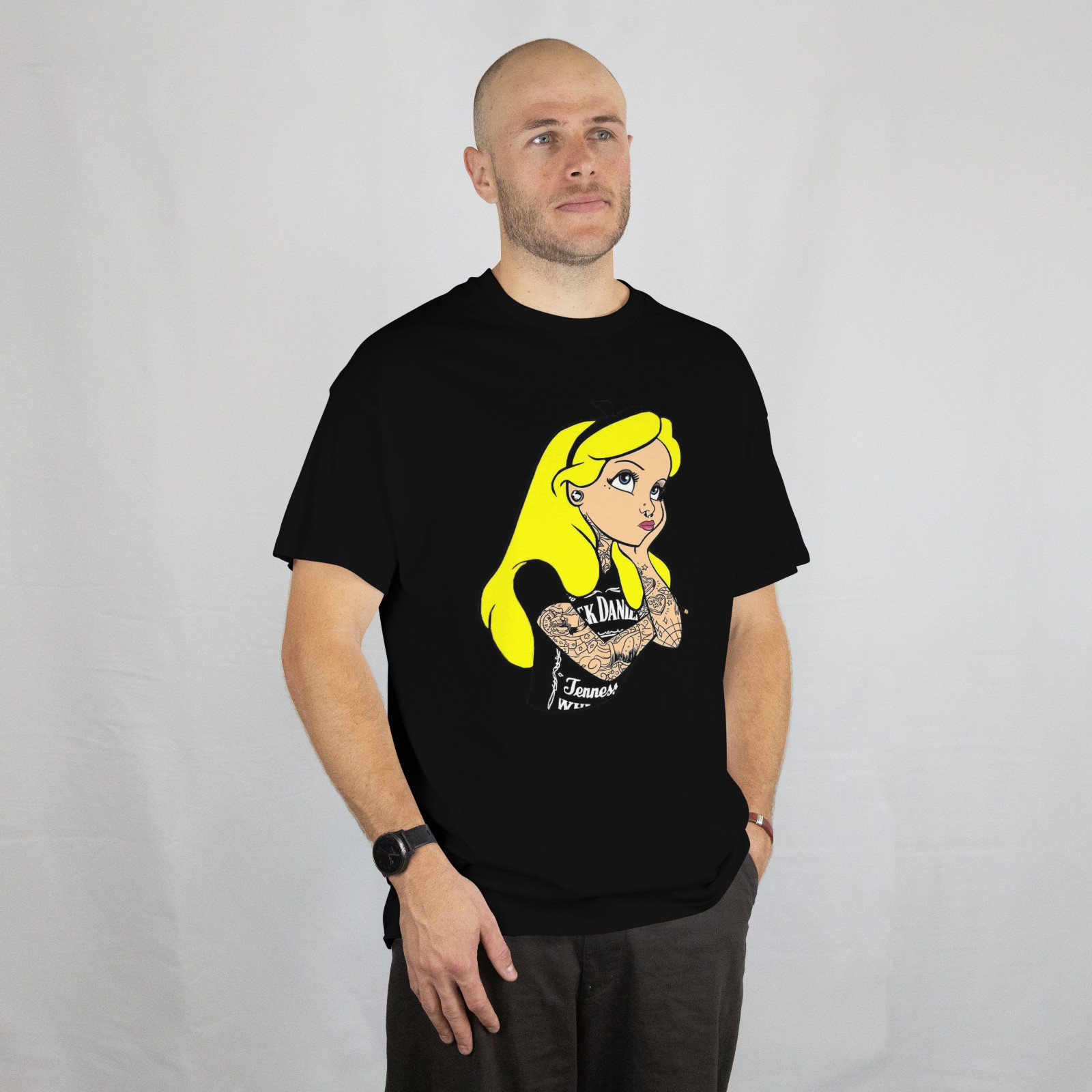 ALICE IN WONDERLAND TATTED T-Shirt | Disney Animated Film Tee | Jack Daniels Top