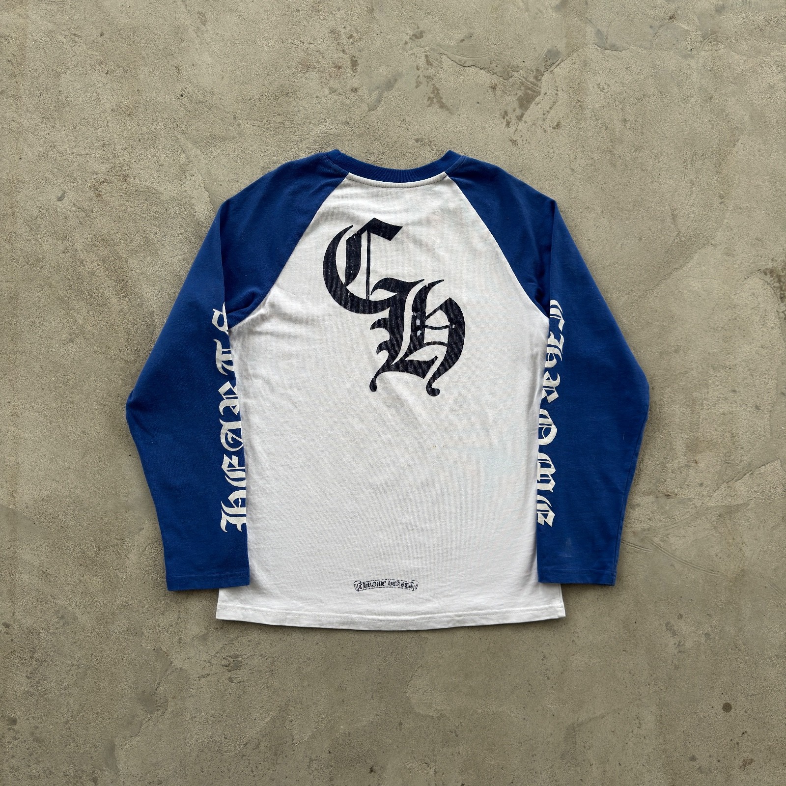 Vintage Chrome Hearts Longsleeve Tee Shirt Distressed Size M White Blue