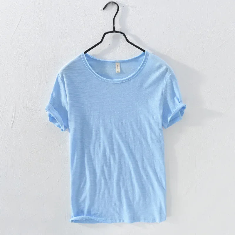 Retro Raw Edge T-Shirt for Men, 100% Cotton, Lightweight,Breathable,Slim-fit