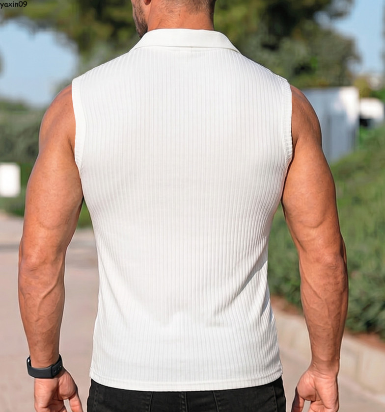 Summer Mens T-shirts V-neck Sleeveless Tops Outdoor Casual Beach Shirts Fashion