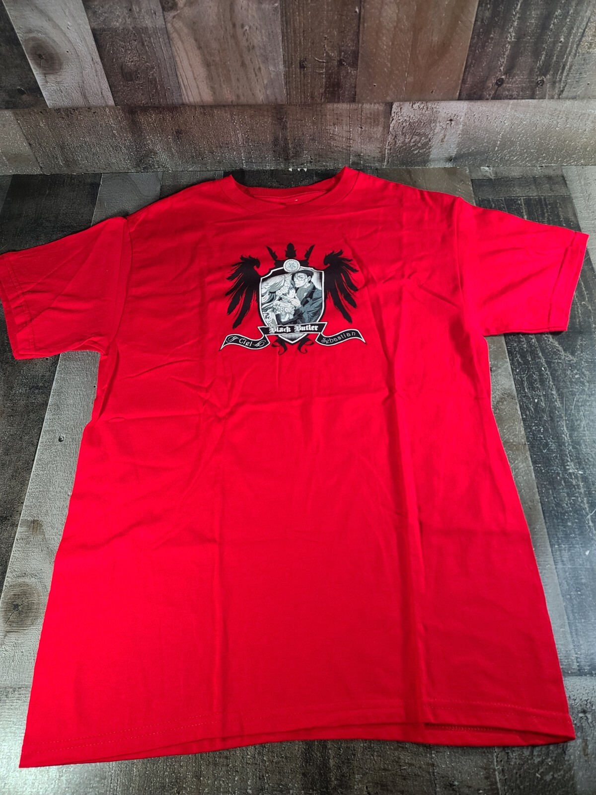 NEW Black Butler Sebastian and Ciel Coat of Arms Men’s Red T-Shirt Licensed