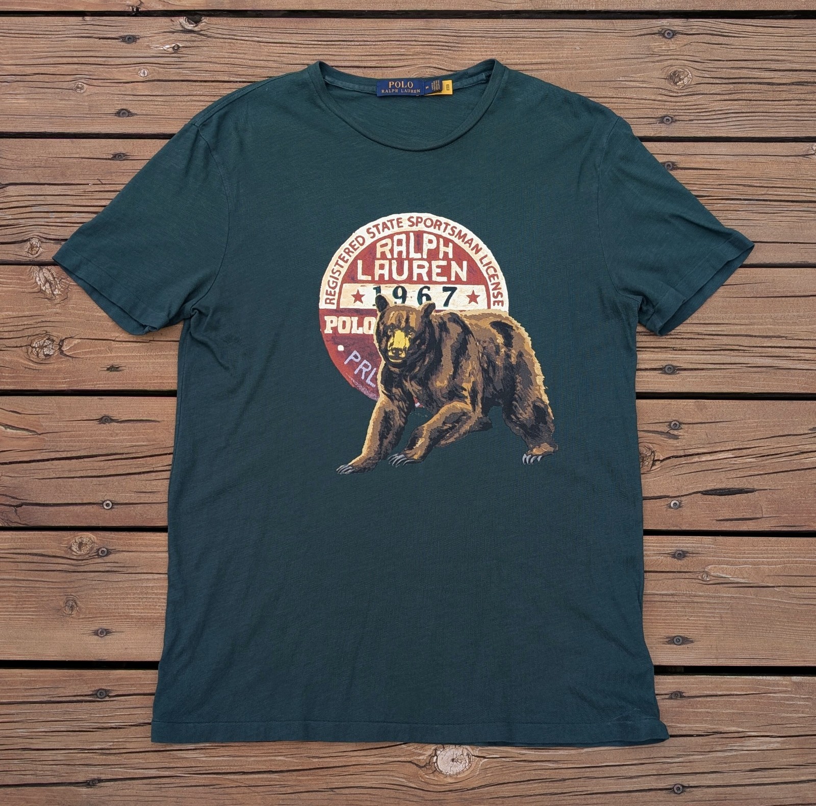 Polo Ralph Lauren State Sportsman License Grizzly Bear Tee Size M WORN ONCE