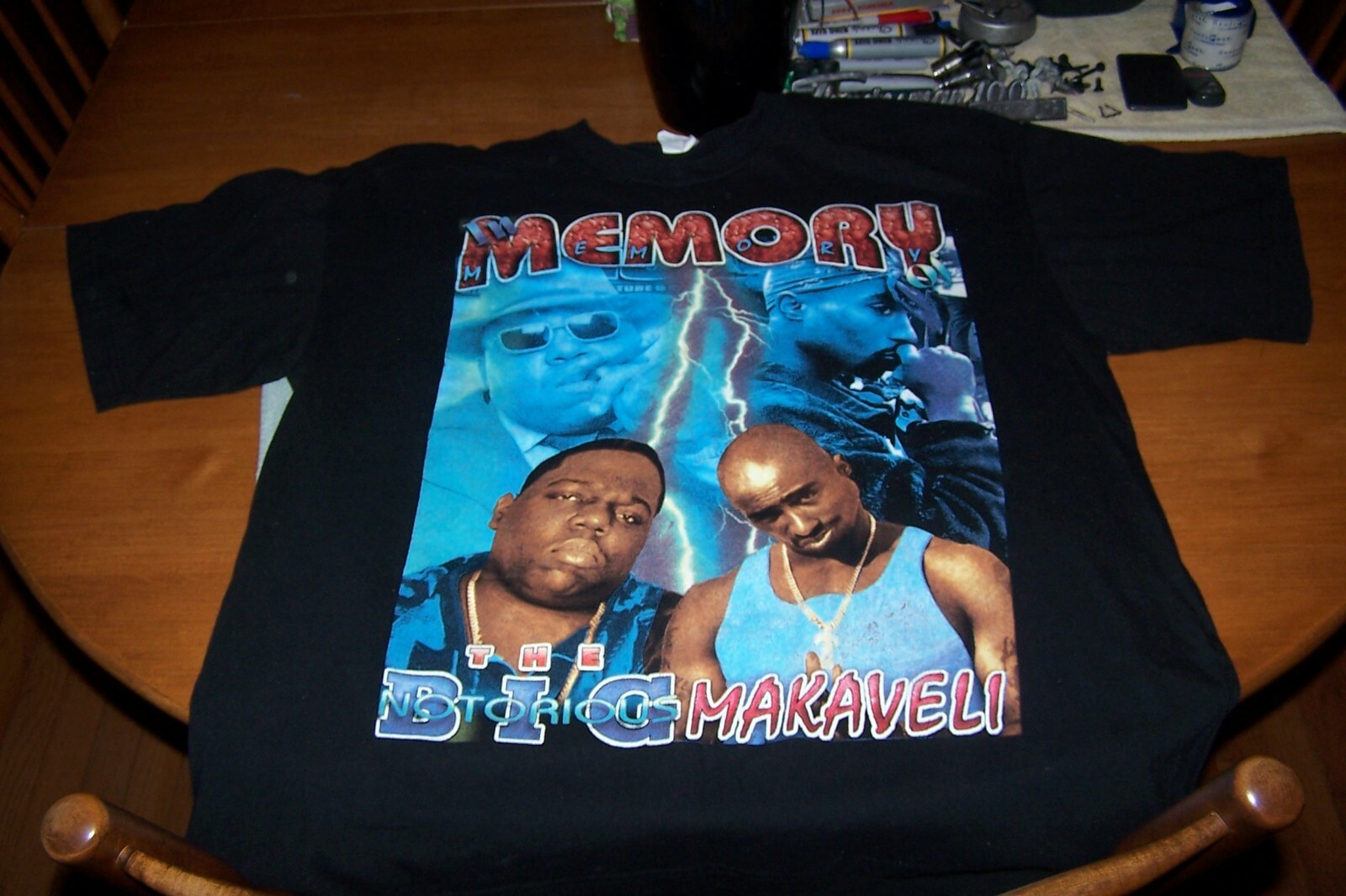 VINTAGE NOTORIOUS BIG MAKAVELI 2PAC MEMORY STOP THE VIOLENCE BLACK XL T-SHIRT