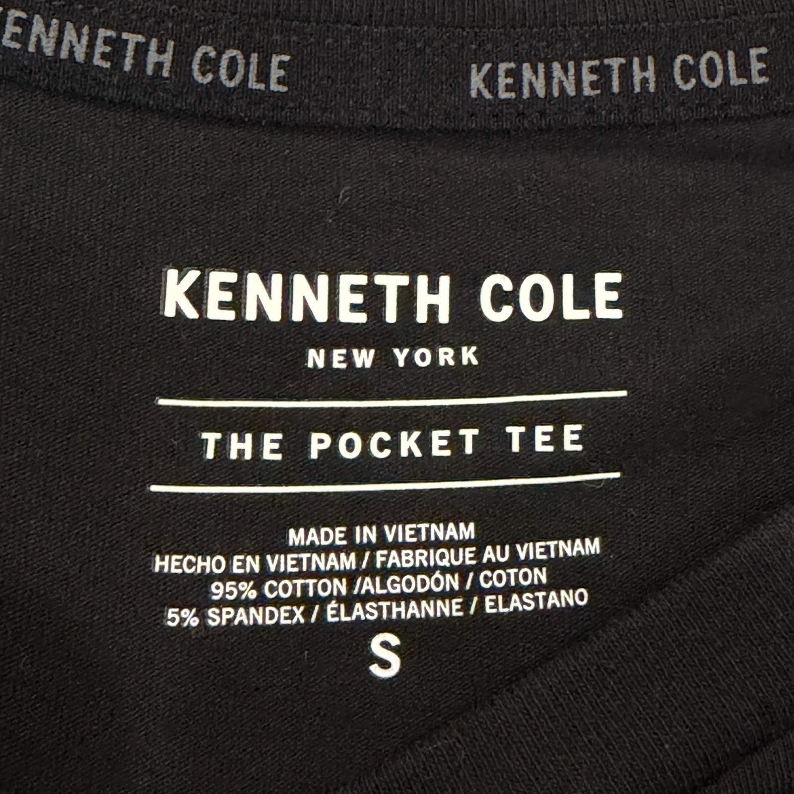 Kenneth Cole New York Men’s Short Sleeve Pocket Tee Small Black Stretch NWT
