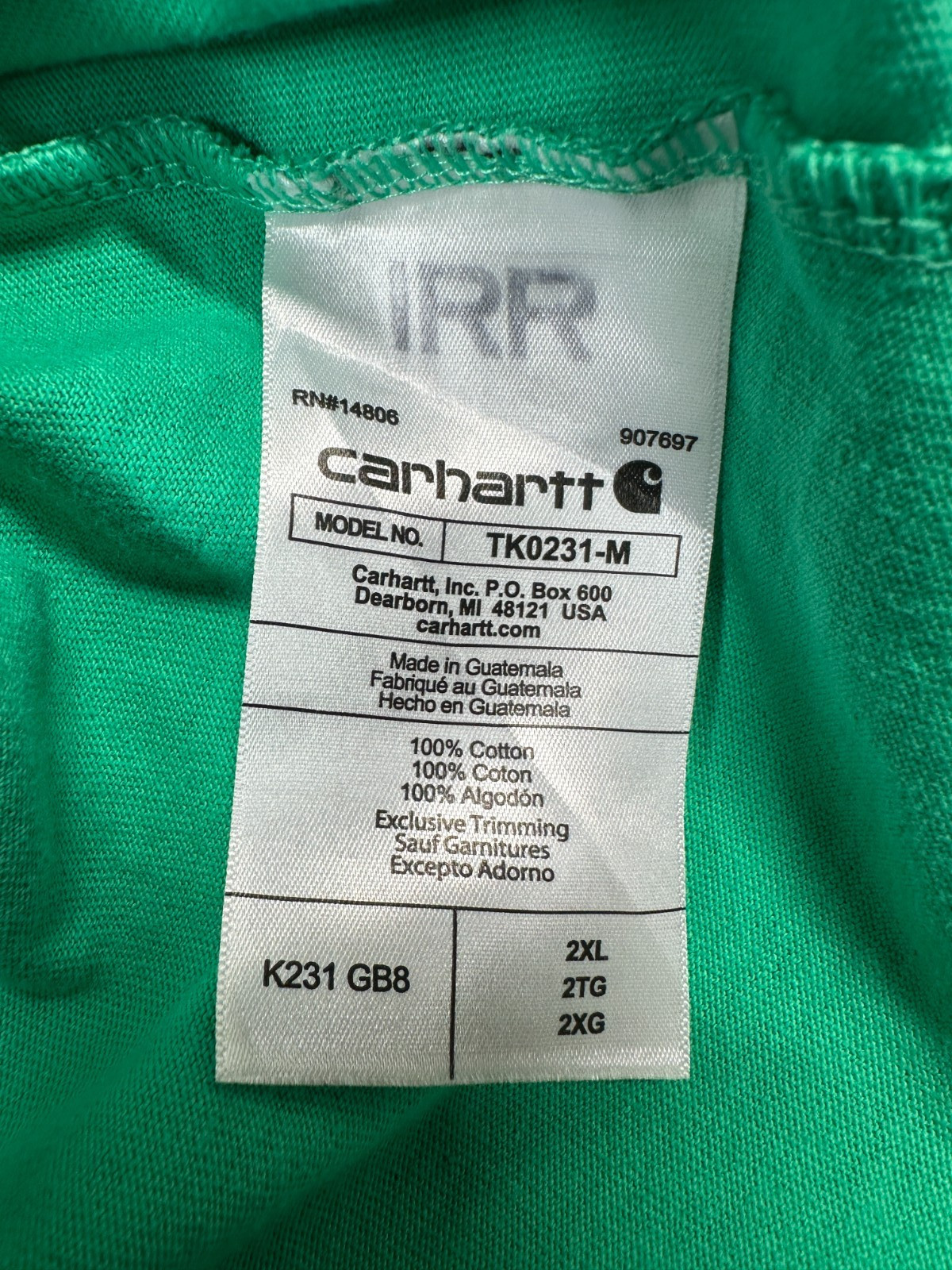 Carhartt Loose Fit Heavyweight Long Sleeve Green TK0231-M – Size 2XL