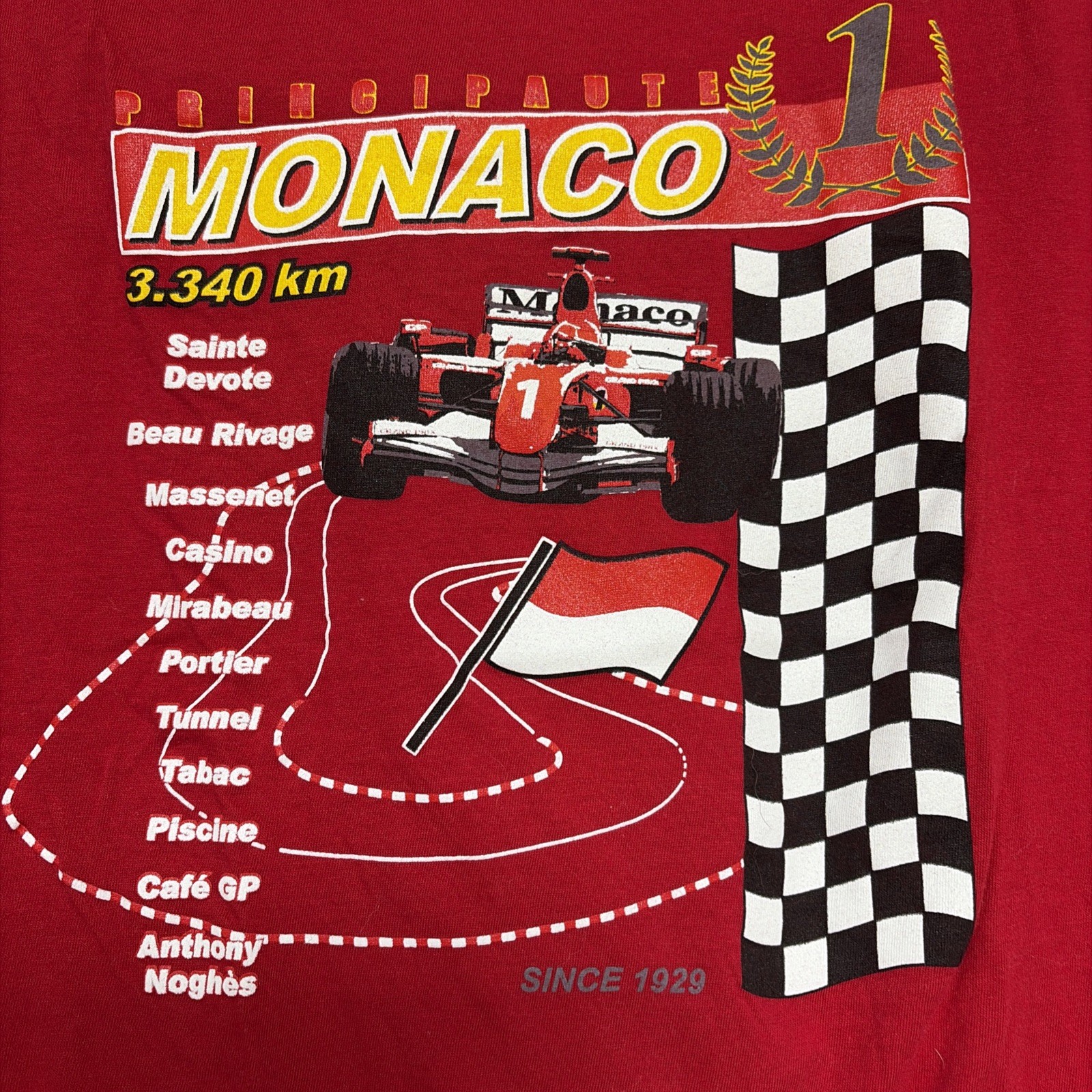 Principaute Monaco GP Grand Prix Shirt Adult Small Red Sol’s Regent NWOT
