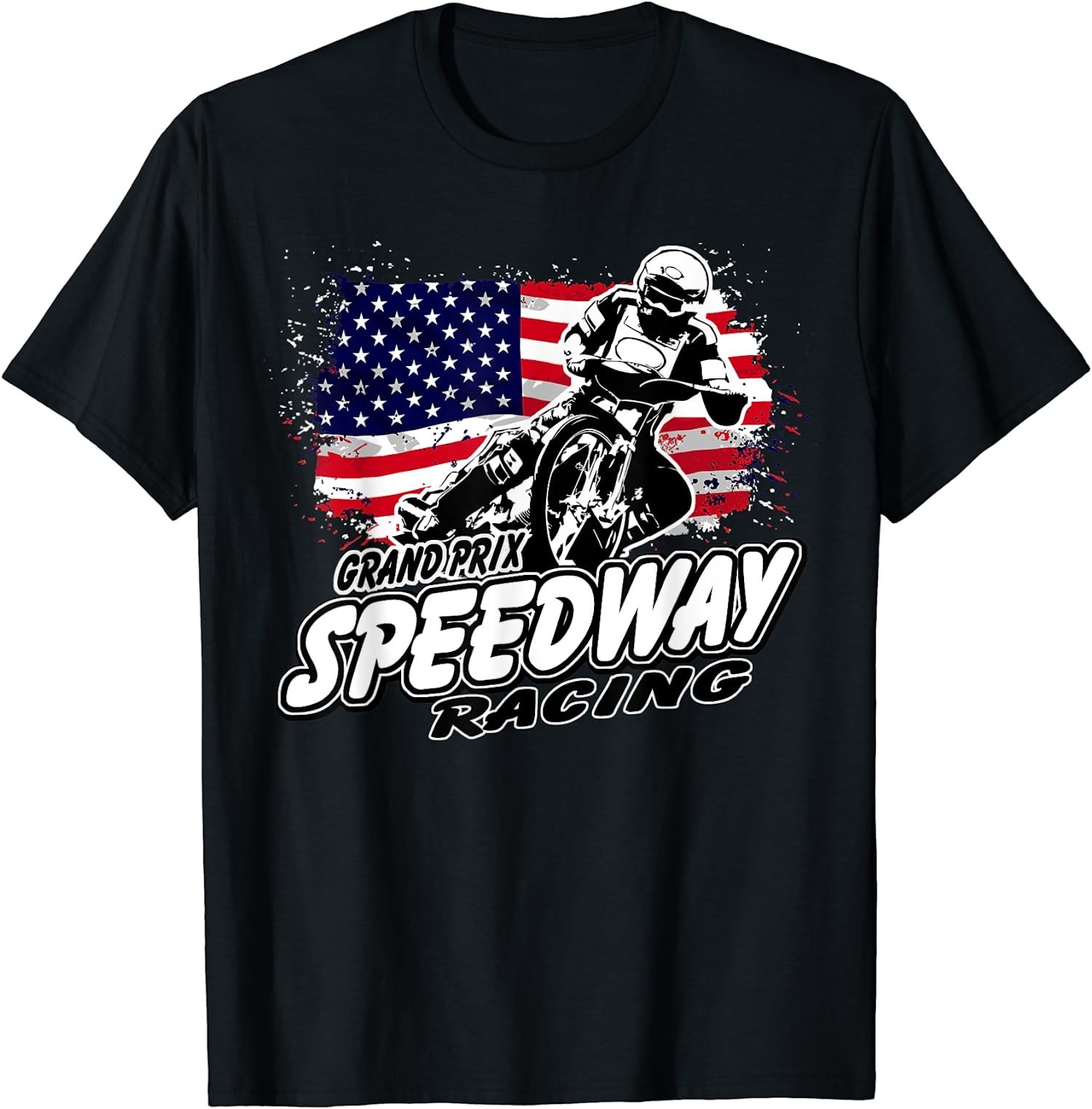 Motorcycle Speedway Racing American Flag Gift Unisex T-Shirt S-5XL