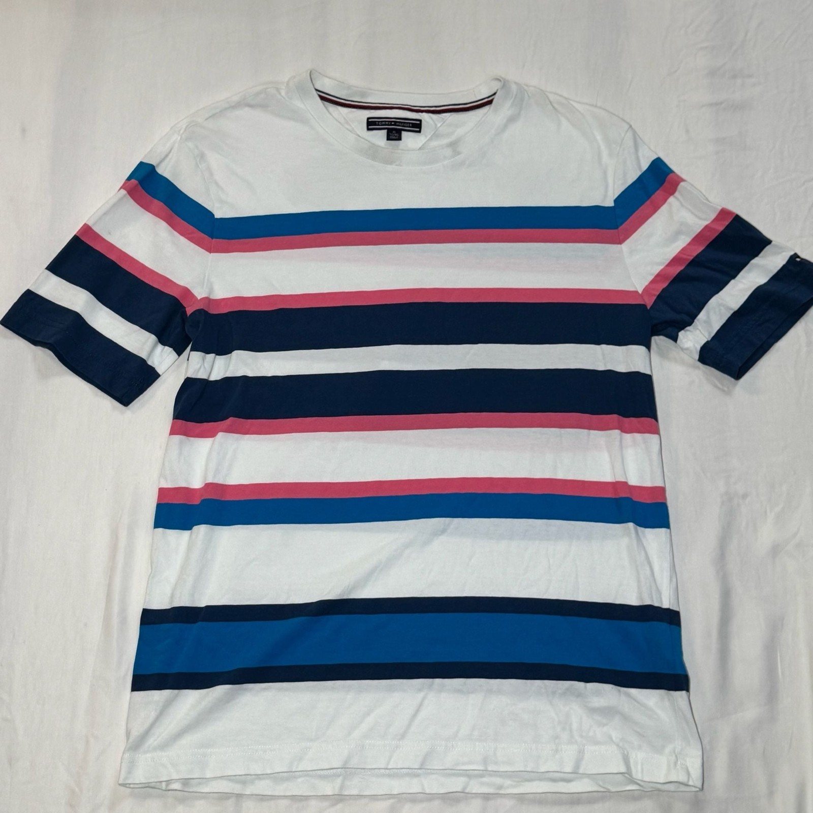 Tommy Hilfiger Multi-Color Horizontal Striped Crewneck T-Shirt