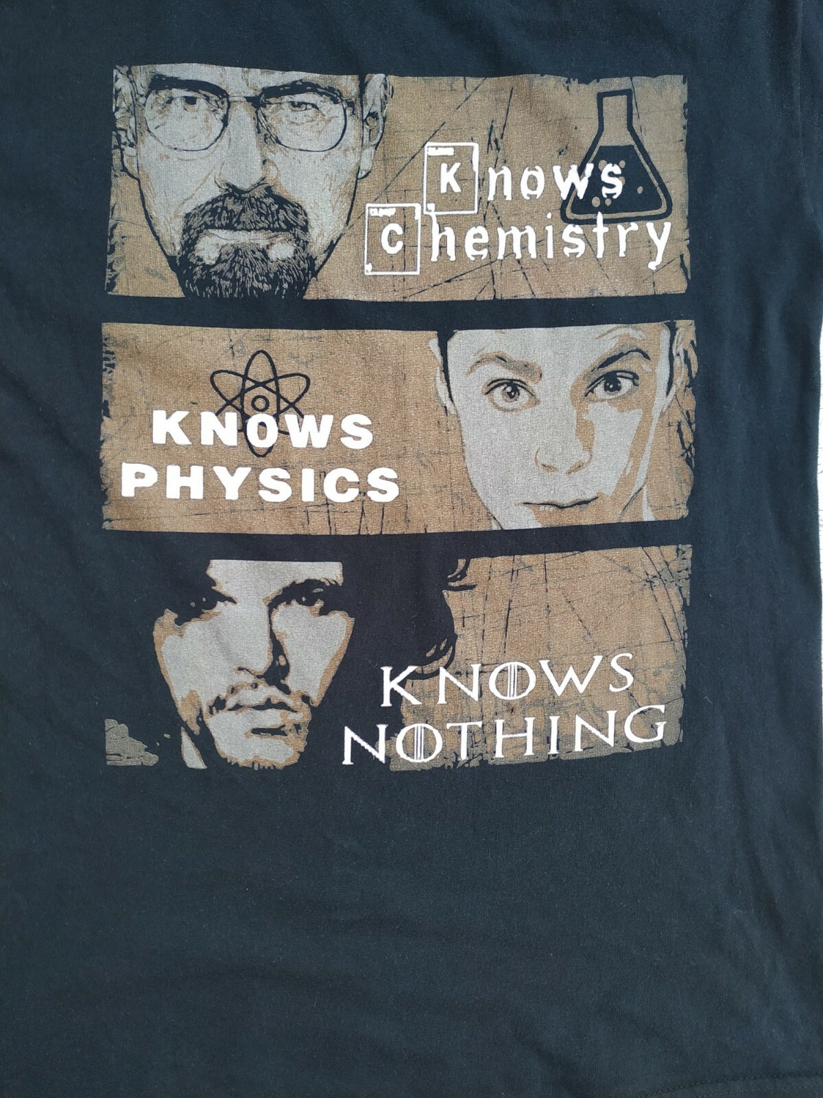Walter White Sheldon Cooper Jon Snow Breaking Bad Big Bang Theory T-Shirt size S