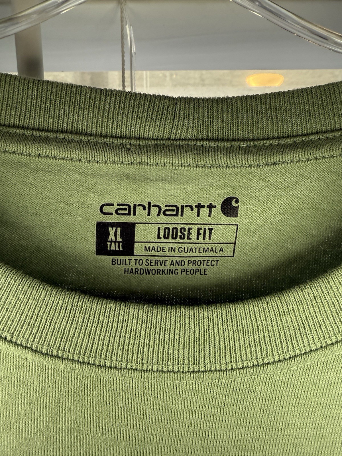 Carhartt K87-M Men’s XL Tall Green Loose Fit Pocket Logo Crewneck Tee