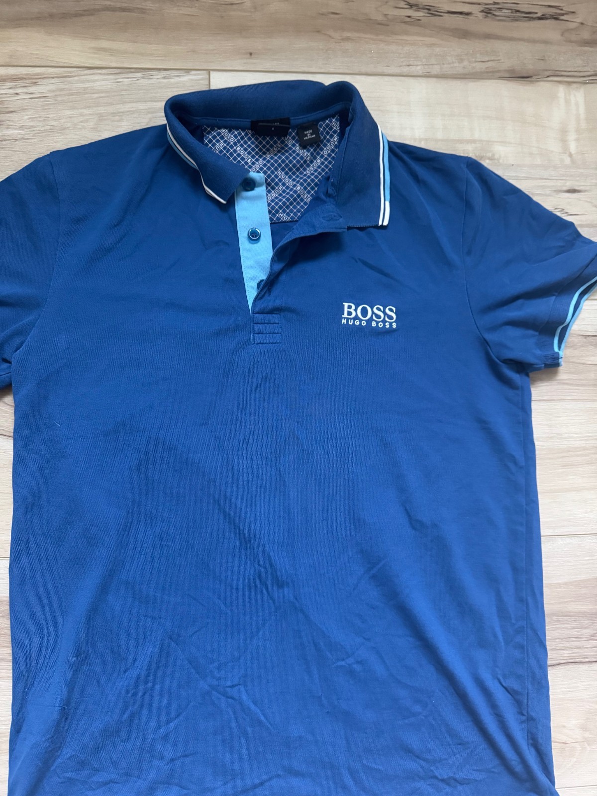 Boss T Shirt Polo Mens S BLue Short Sleeve Classic Collar