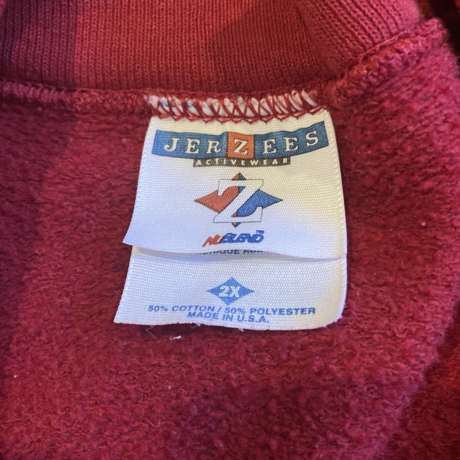 Jerzee Vintage 90’s Red Embroidered Bridge Day Oversized Graphic Crew Neck, 2 XL