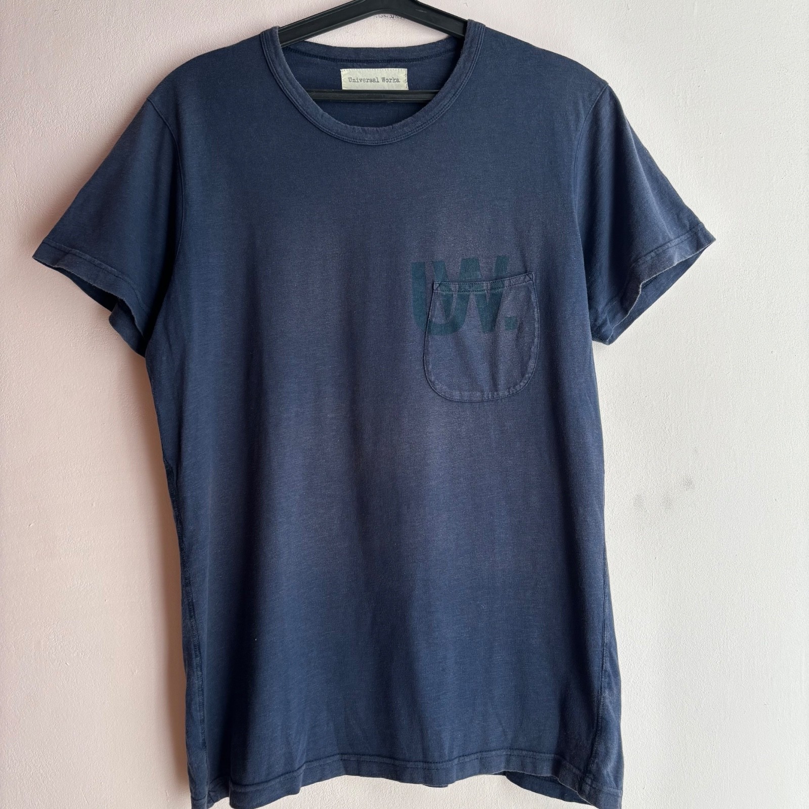 Universal Works Faded Pocket T-Shirt Navy Size M Made in Portugal