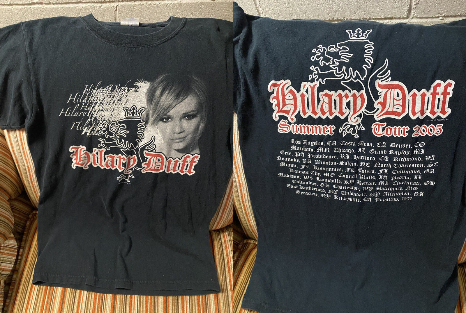 2 Sides Hilary Duff Tour 2005 Black Shirt Full size S-5XL Unisex TH04