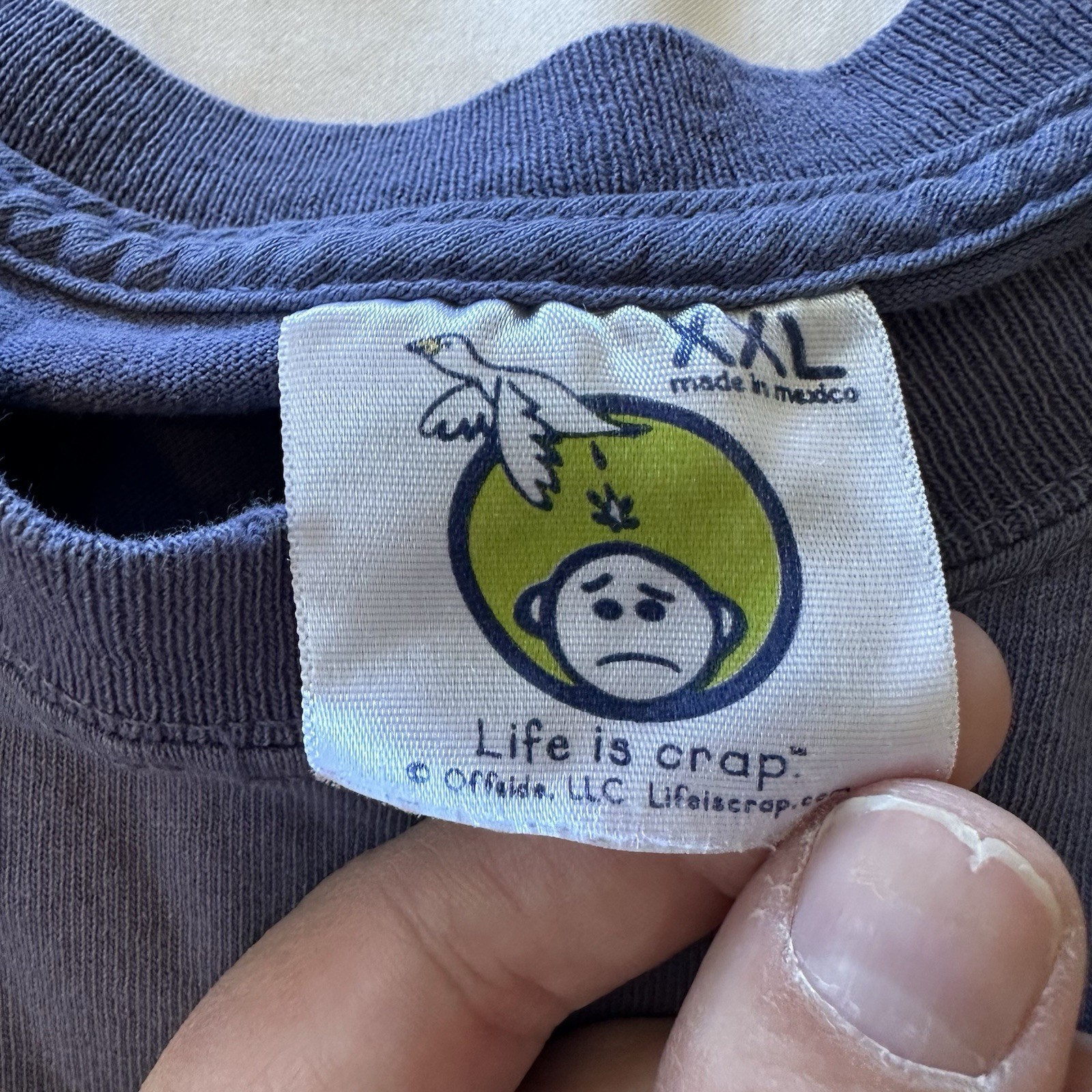 Life is Crap Gas Pump First Born Graphic Tee XXL Navy Humor Y2K 2000s Faded