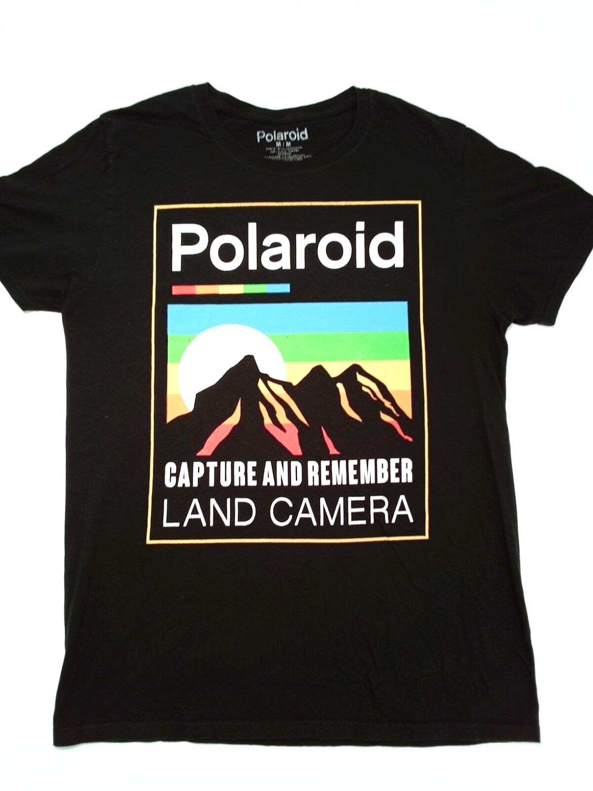 Polaroid Sz.M (Width 19in x Length 27in)100% Cotton T-Shirt Black