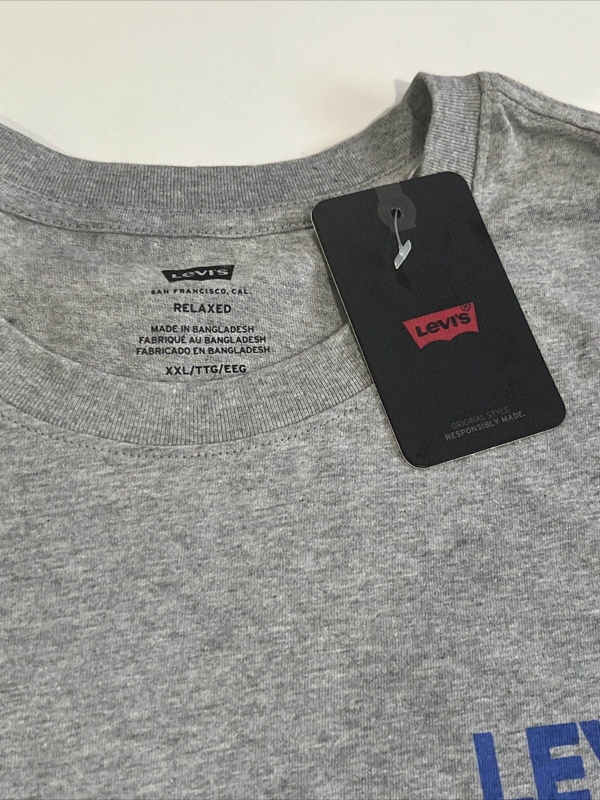Levi’s T SHIRT RELAXED FIT In My Deep Blue Jeans GRAPHIC Men’s Size XXL Gray