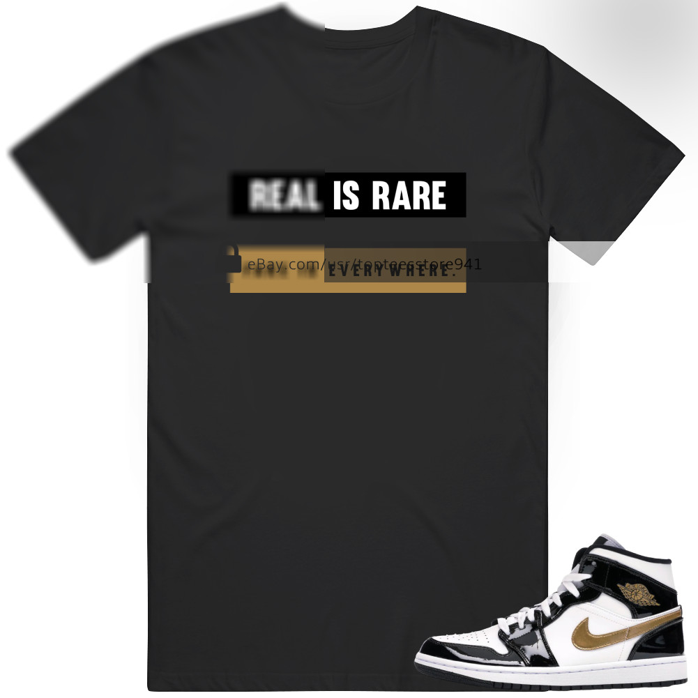 Shirt To Match Air Jordan 1 Mid Patent Black White Gold Men