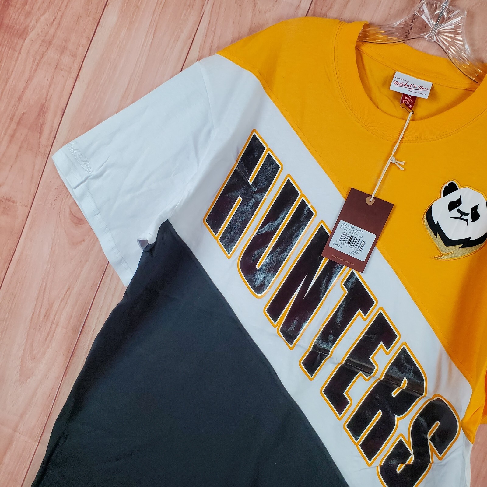 Mitchell & Ness Mens T-Shirt Large Multi Colorblock Short Sleeve Chengdu Hunters