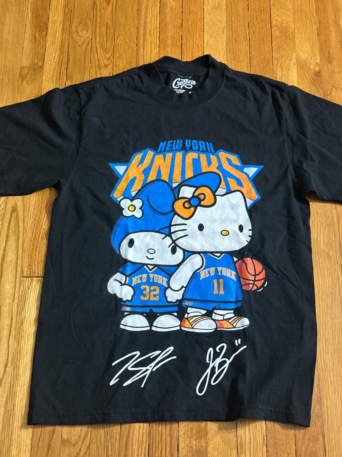 New York Knicks Karl-Anthony Towns Jalen Brunson Hello Kitty BLACK Shirt Unisex