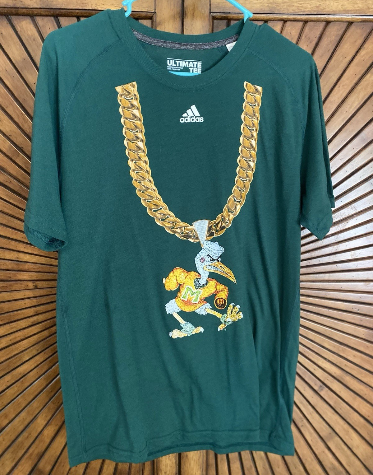 adidas Ultimate Tee Miami Hurricanes Sebastian Climalite Green T-Shirt Men’s M