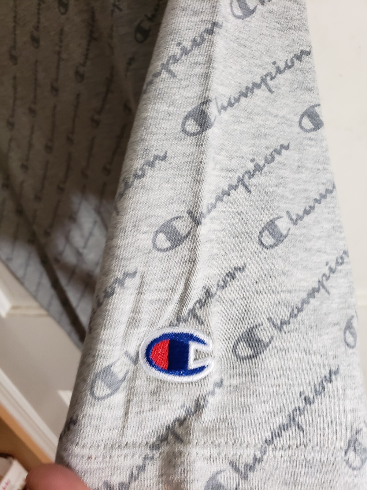 Champion Spellout Diagonal Heritage Athletic Apparel Shirt Gray Mens L NWT grey
