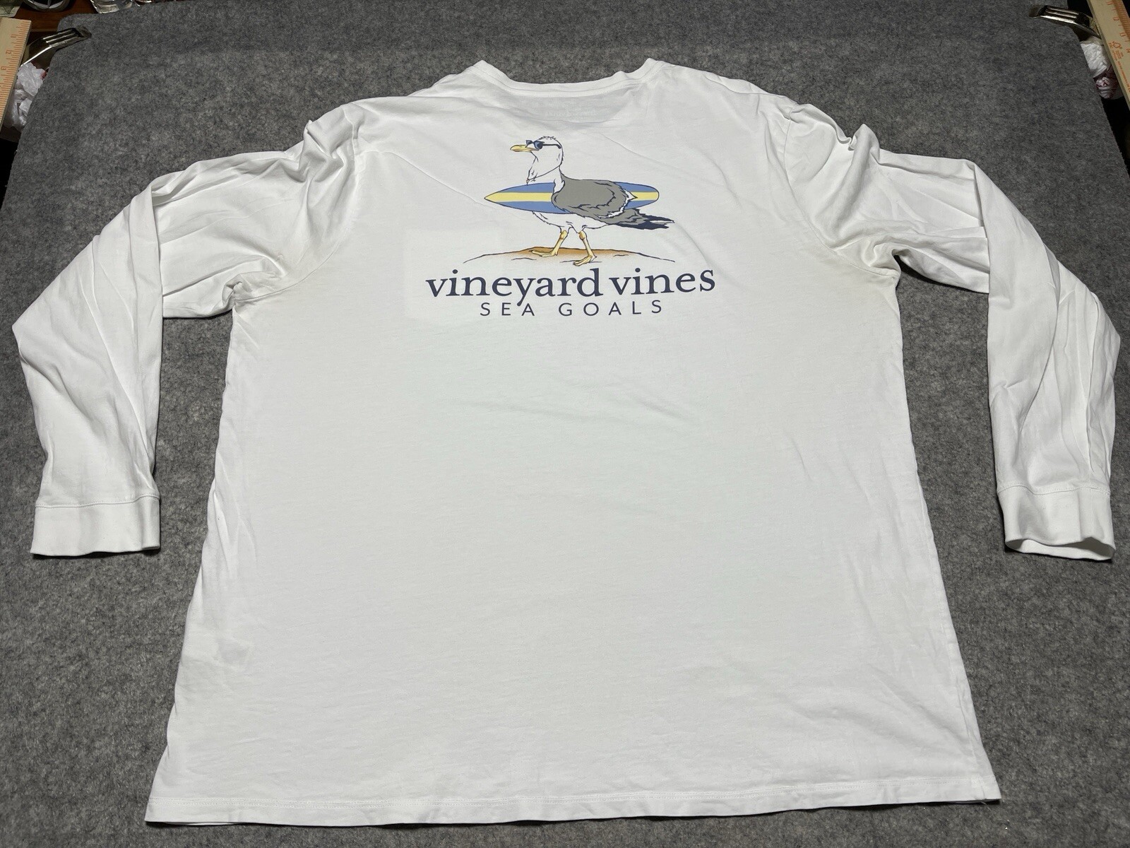 Vineyard Vines Pocket Long Sleeves White 2XL SEA GULLS Shirt Surf Board Ocean