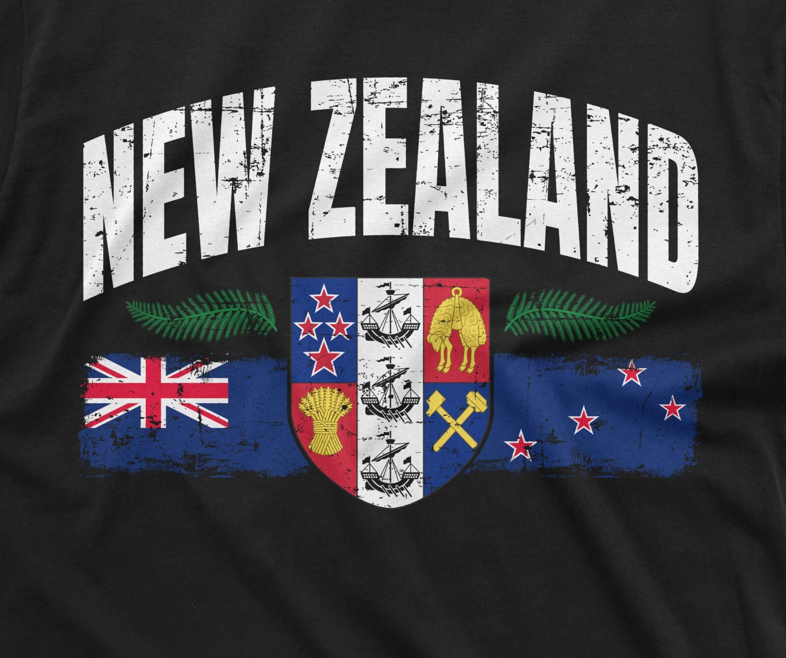 New Zealand T-shirt Mens Womens Kiwi New Zealand Flag Tee Shirt