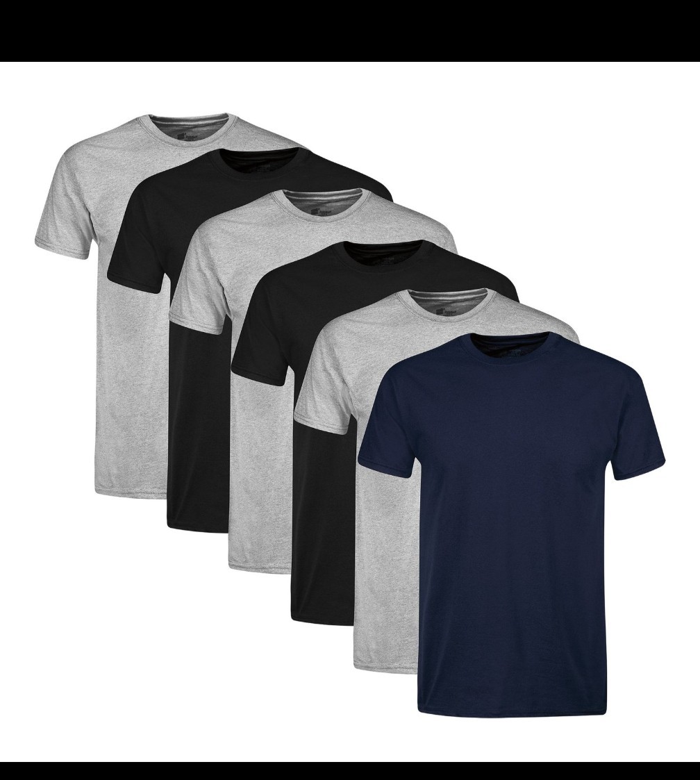 Hanes T-Shirt 6-Pack Men’s ComfortSoft TAGLESS Crewneck Short Sleeve Tee Value