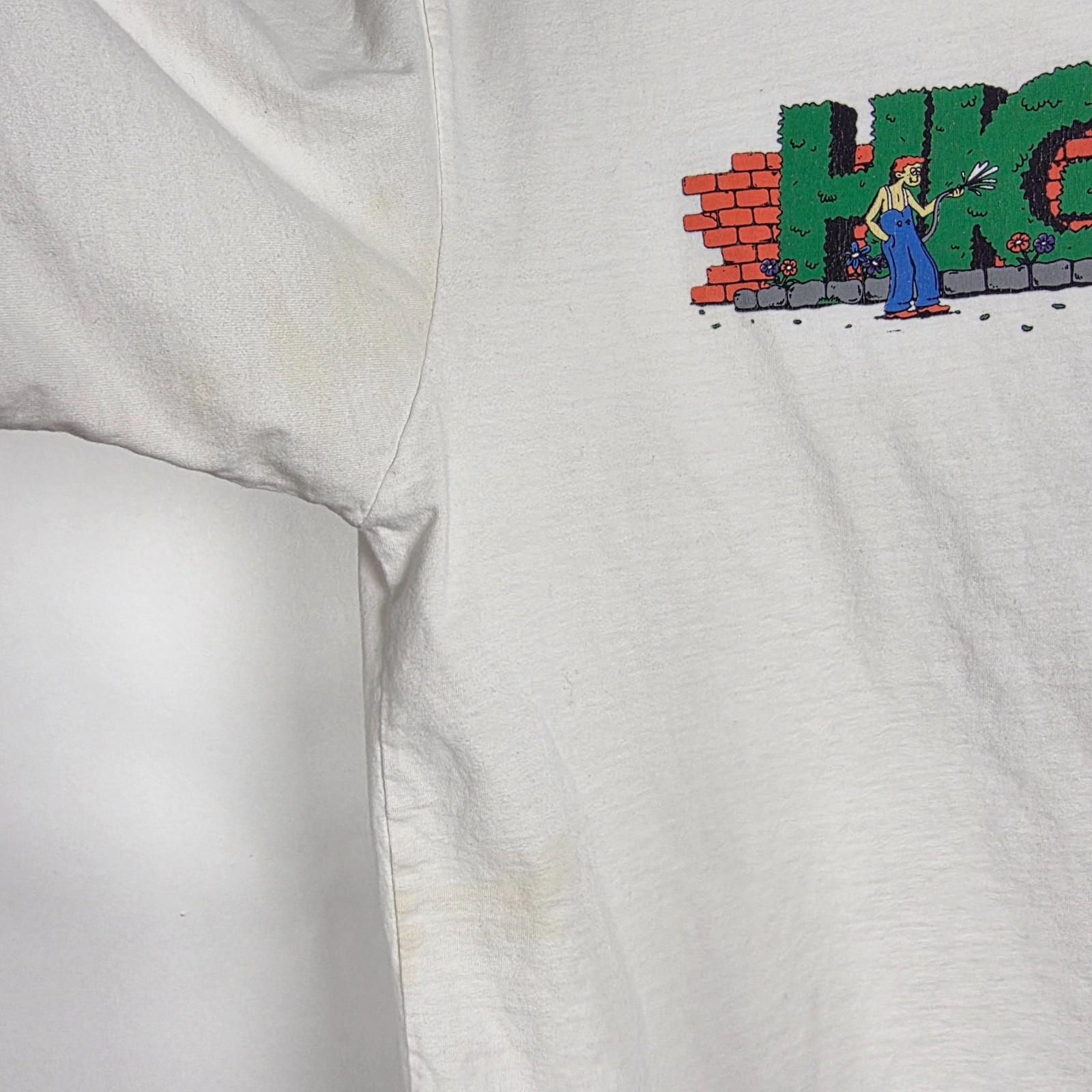 High 100% Cotton Mens Large Short Sleeve White Graphic T Shirt