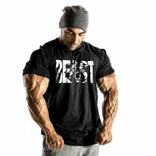 Men Gym Beast Bodybuilding Fitness Sport Workout Casual Cotton T-shirt Tee Vest