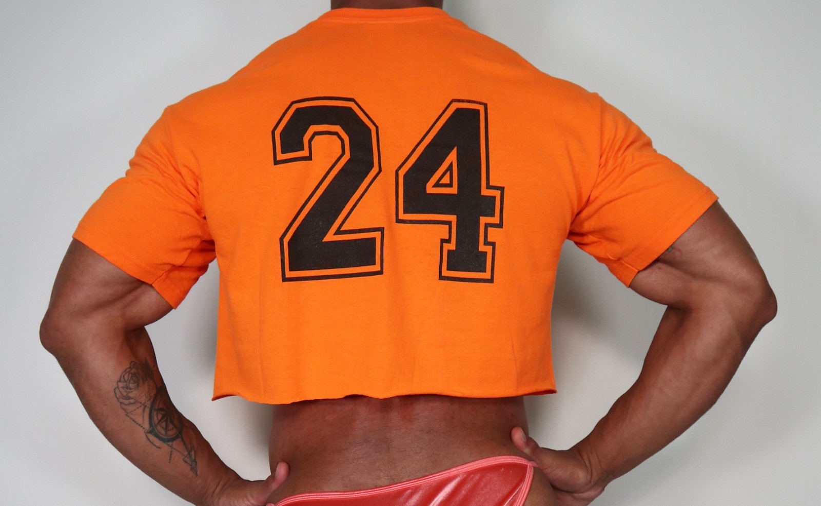 ORANGE “HANDSOME” CROPPED MEN’S T-SHIRT SIZE L