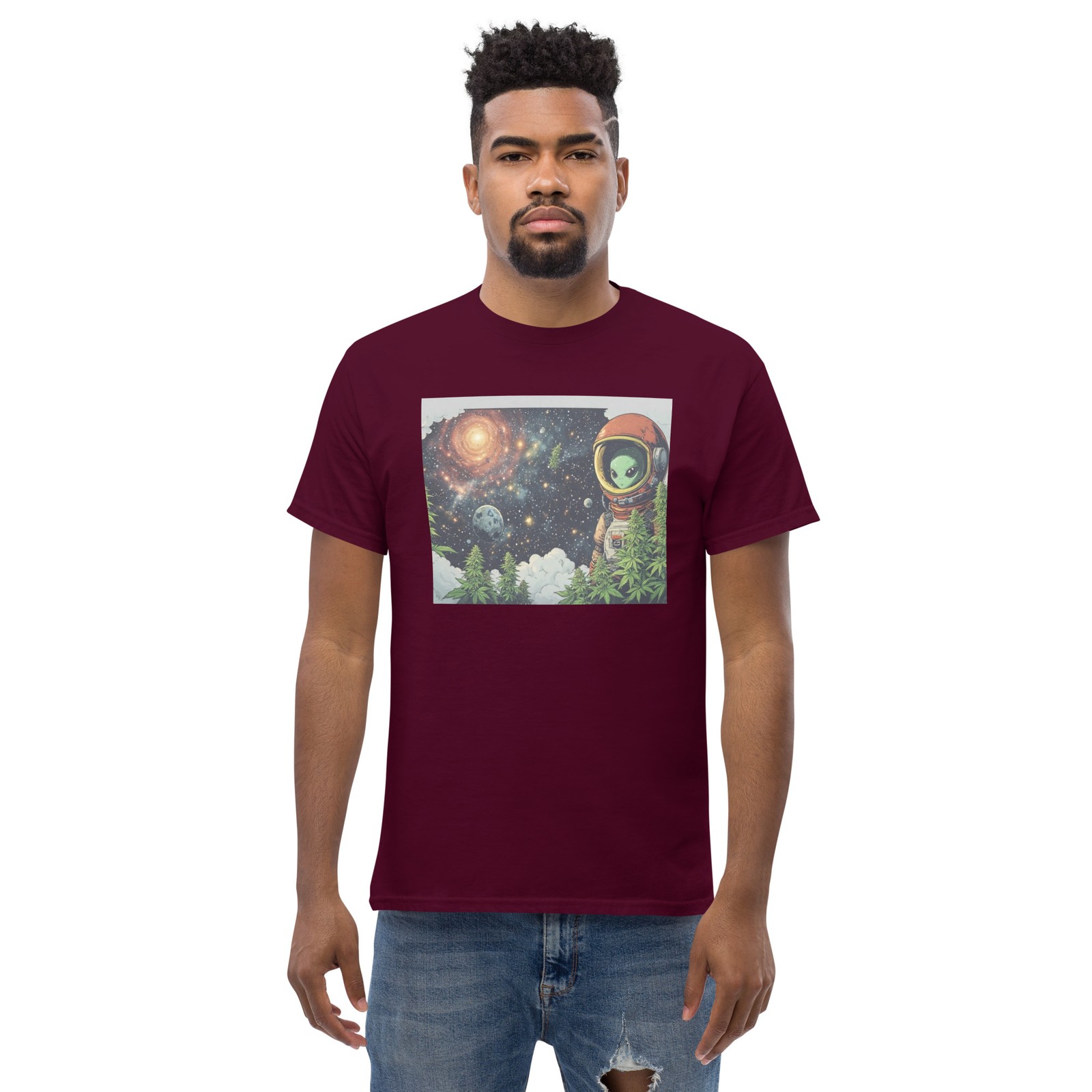 Alien Themed 420 Print Men’s Classic Tee