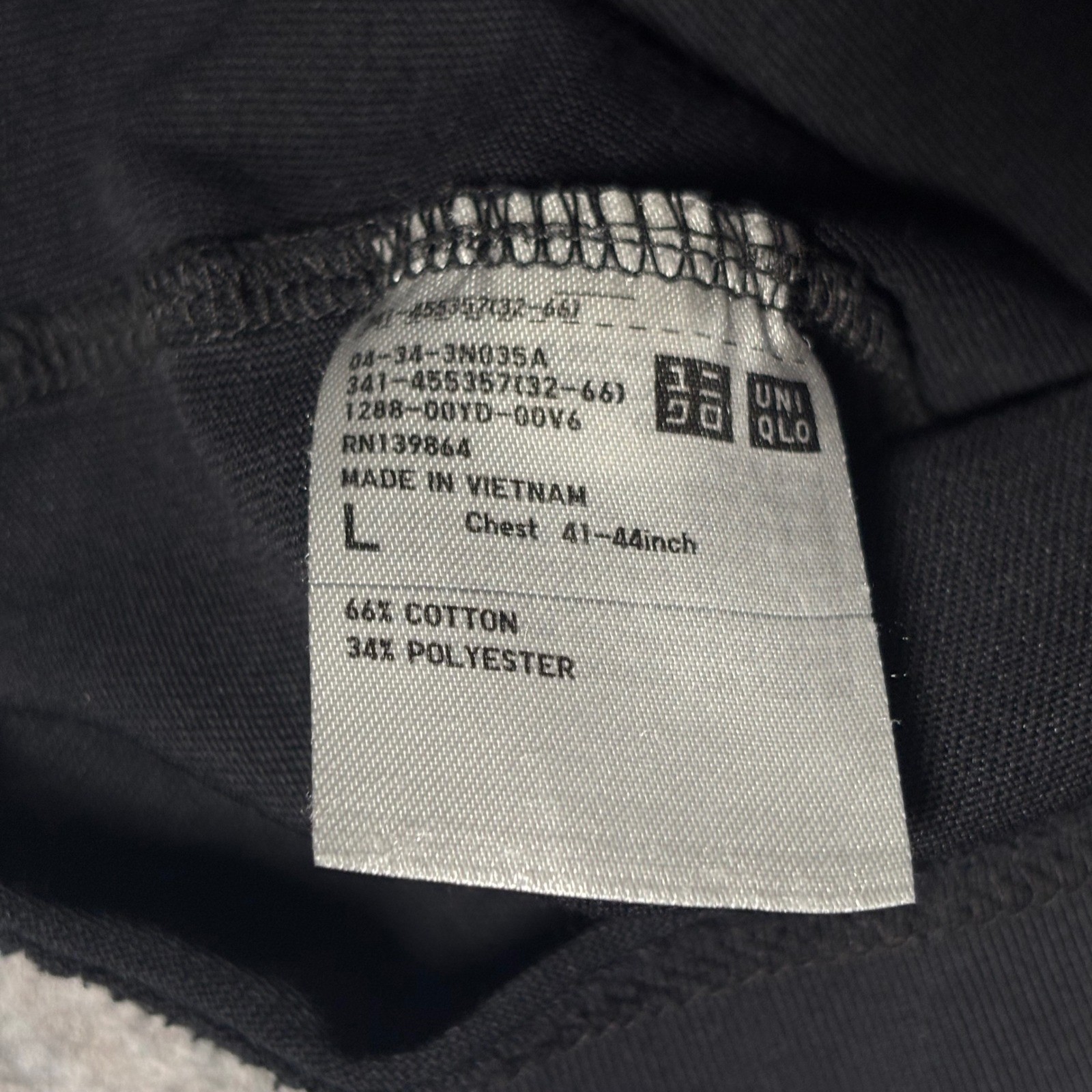 Uniqlo T-Shirt Mens Large Black Cotton Blend Short Sleeve Crew Neck 455357 6739