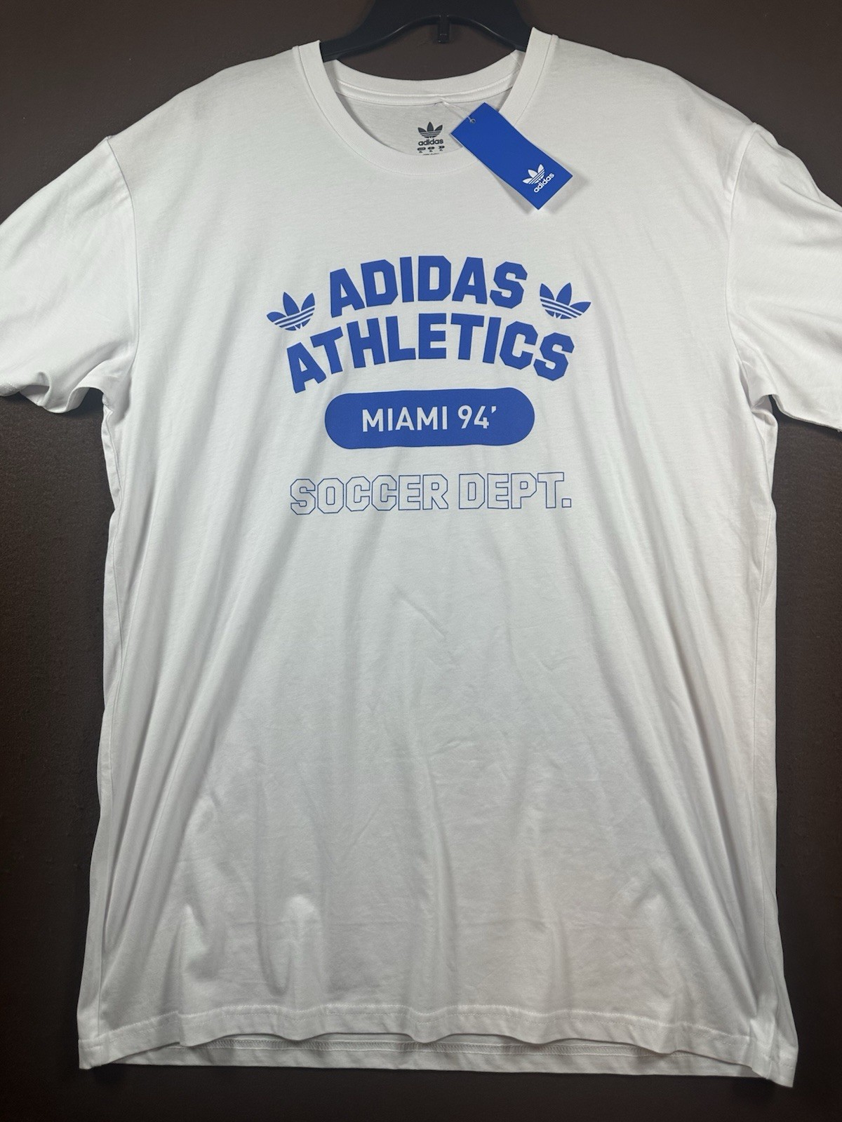 Adidas Athletics Mens XL Graphic T-Shirt White Miami 94 Soccer Dept Cotton Tee