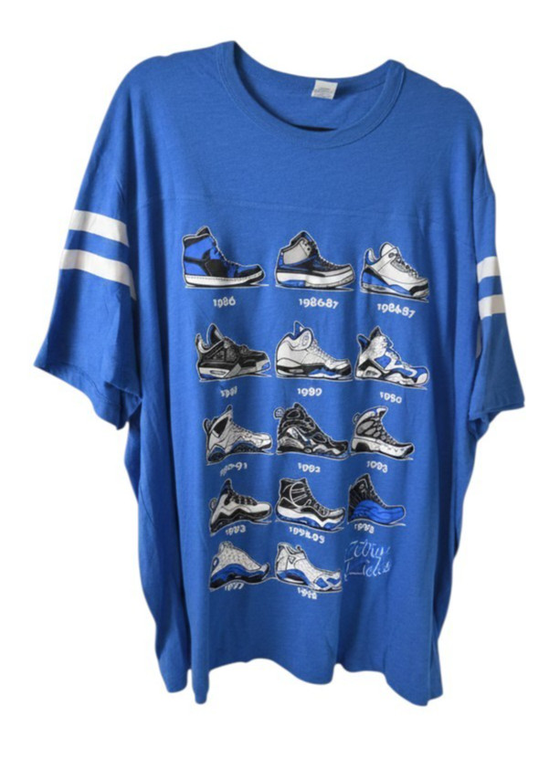Air Jordan Sneaker Evolution Graphic T Shirt Blue Mens 3XL Basketball