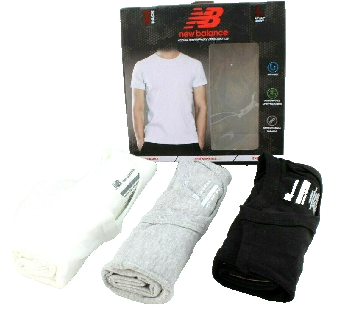 NEW BALANCE Size S (34-36) 3-Pack Classic Fit Crew Neck Men’s T-shirts MSRP $40