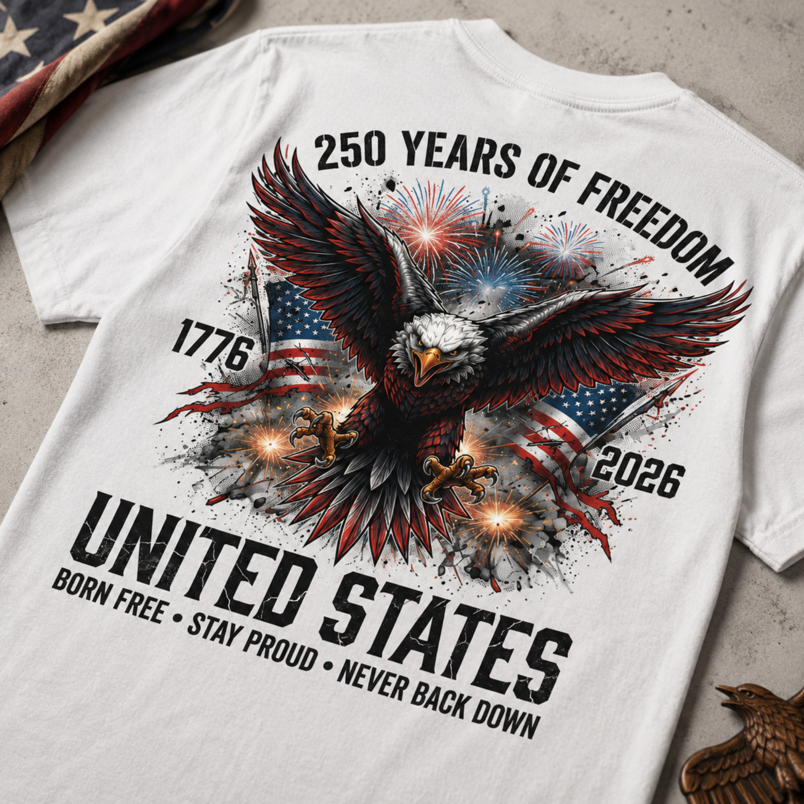 250 Years of Freedom Shirt Men USA We The People Patriotic Eagle July 4th(S-5XL)