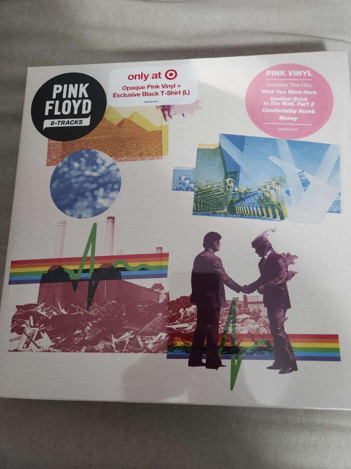 Pink Floyd 8-Tracks Target Exclusive Pink Vinyl & Black Tee (Size L), New