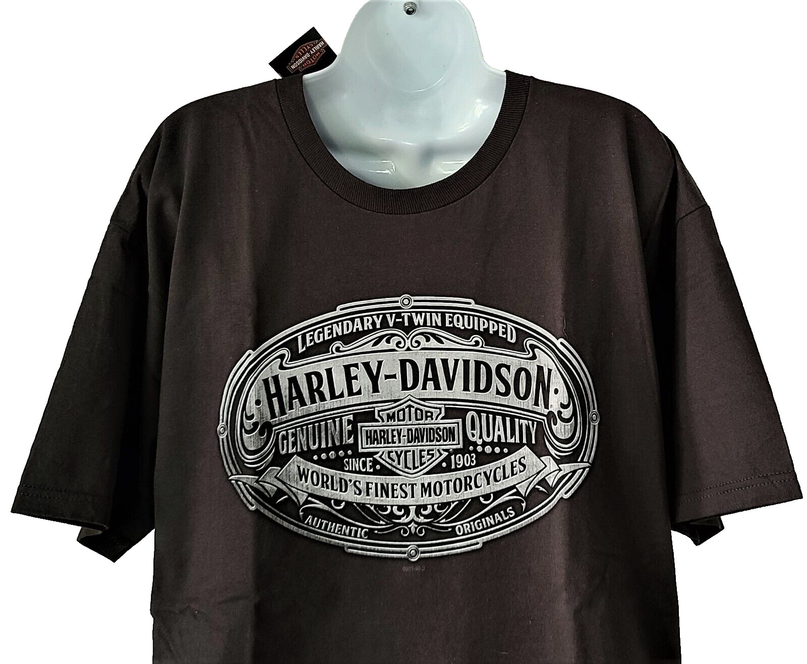 HARLEY DAVIDSON SS Shirt Dark Gray Belt Buckle Legendary V Twin Chest44in Mens L
