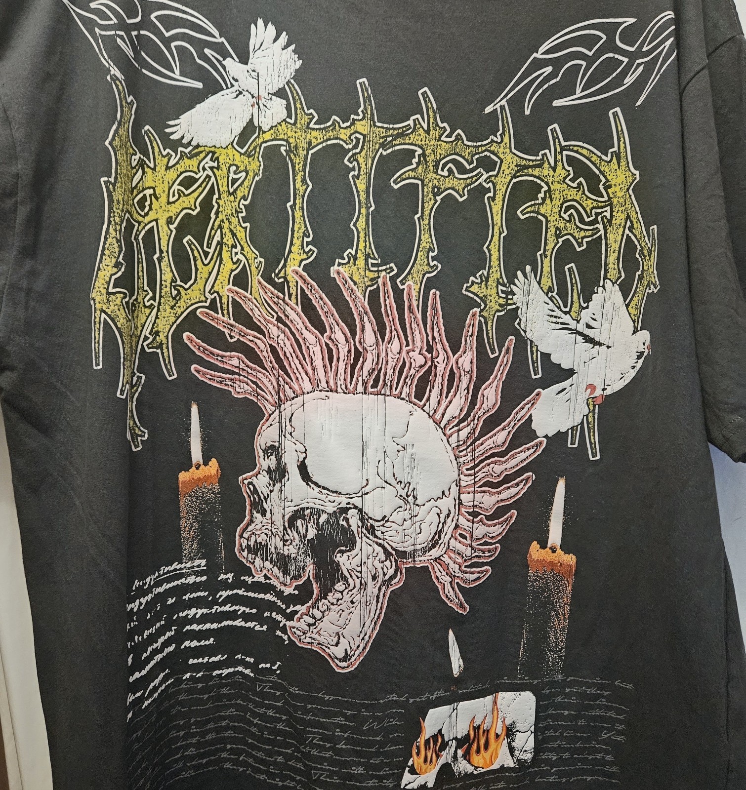OG Legend Certified Graphic Tee Gray Punk Skull Mohawk Heavy Metal Style Size L