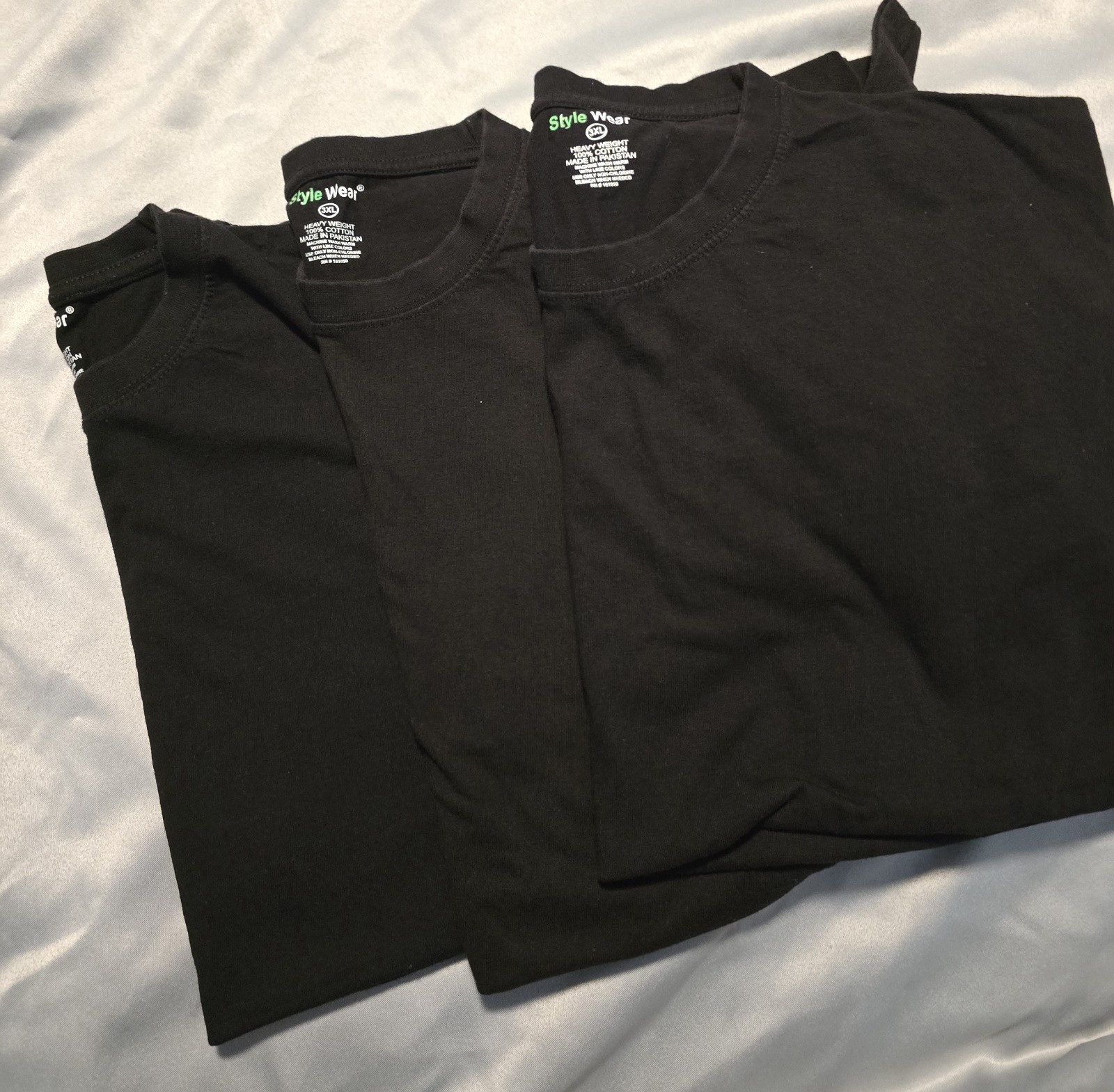 LOT OF 3 MEN’S SHIRT SLEEVE TEE BIG AND TALL 3XL BLACK 100% COTTON T SHIRTS