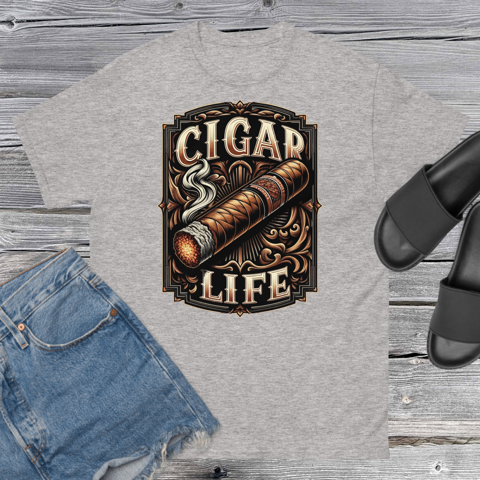 Cigar Life Smoking Lifestyle Graphic Tee Shirt Big Tall Sm Pro Club Shaka RTP T