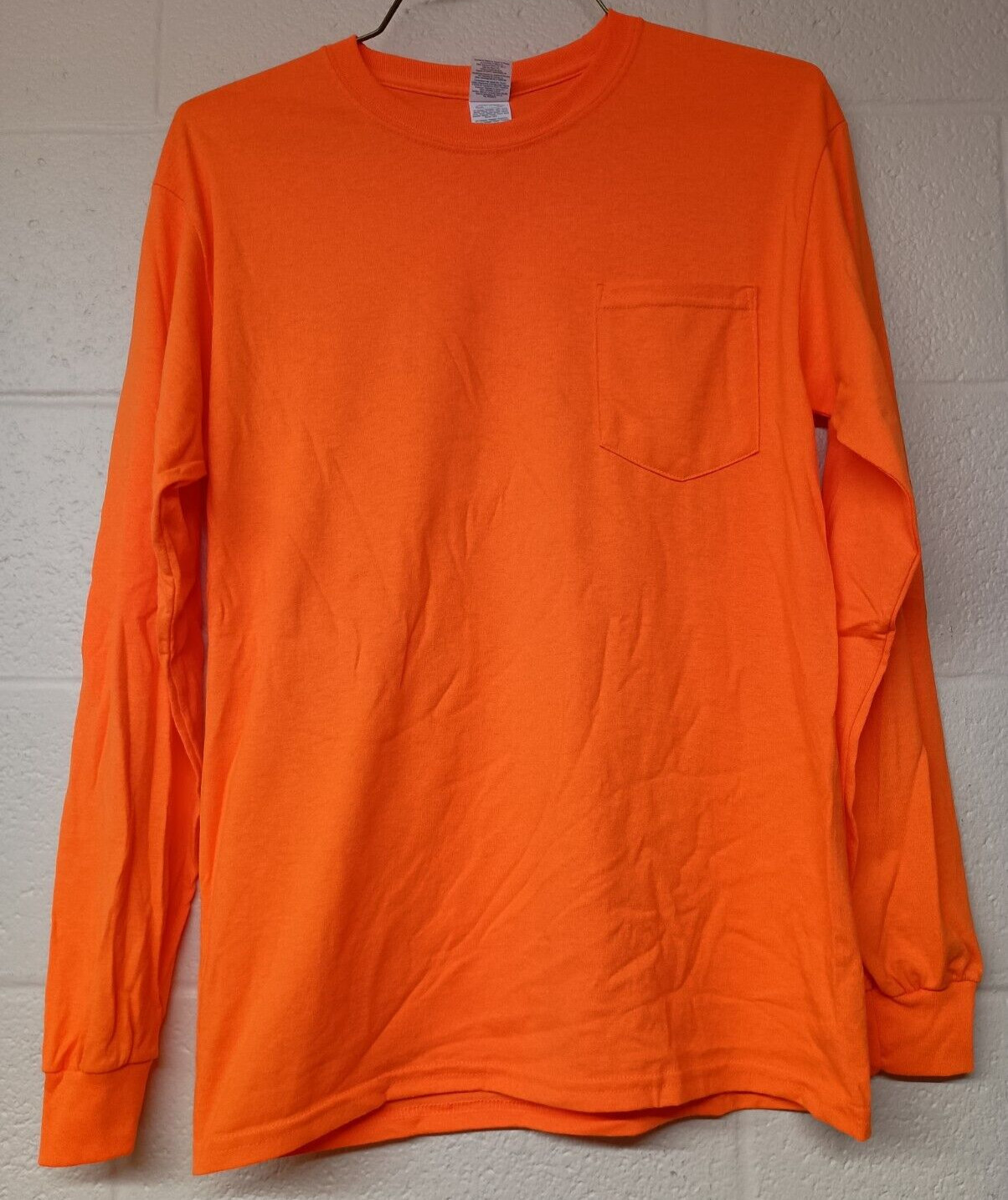 Gildan Ultra Cotton Safety Orange Long Sleeve T Shirt Men’s Medium New