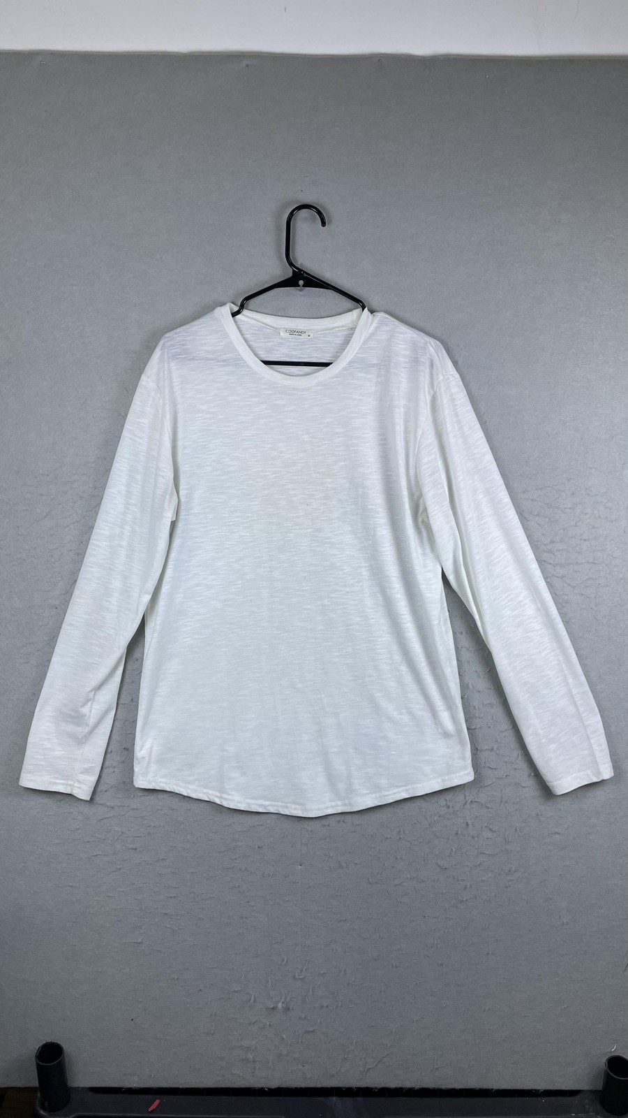 Coofandy Shirt Mens Medium White Long Sleeve Crewneck Casual Solid Knit