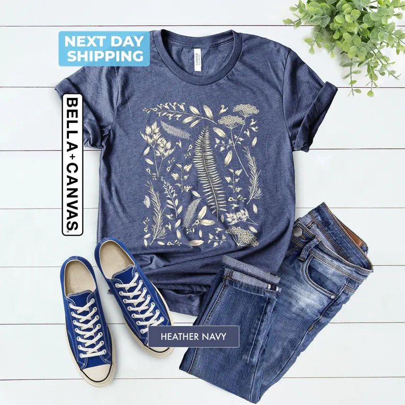 Botanical Vintage Flower Comfort Tee Shirt Nature Floral Soft Gift