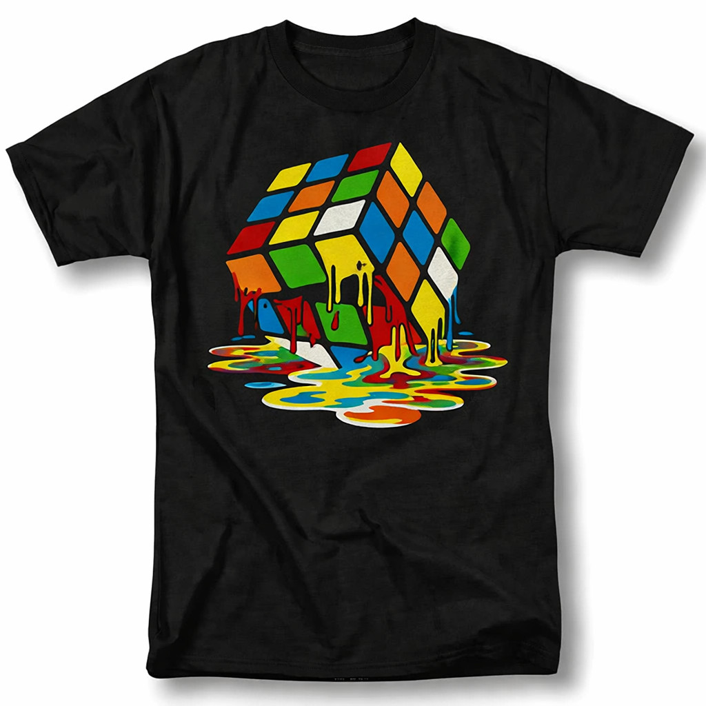 Melting Rubik Cube Shirt, Optical Illusion Graphic Tee, Abstract Puzzle T-Shirt